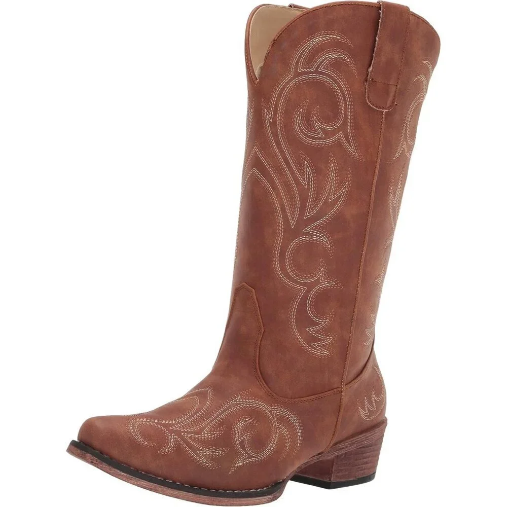 Women’s Bronze Riley Western Boot Vintage Boots Snip Toe Flexible Cowgirl Boots